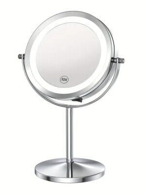 7 Inch Illuminated Makeup Mirror with 10x Magnification - 360° Swivel & Battery Operated - Perfect for Shaving & Applying Makeup!