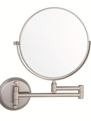 1pc 8'' Wall Mounted Double Sided Mirror, Solid Brass High Quality Vanity Makeup Mirror, Polished Nickel Bath Hotel 360 Rotate 5X Magnifying Mirror, Bedroom Bathroom Hotel For Multiple Scenarios